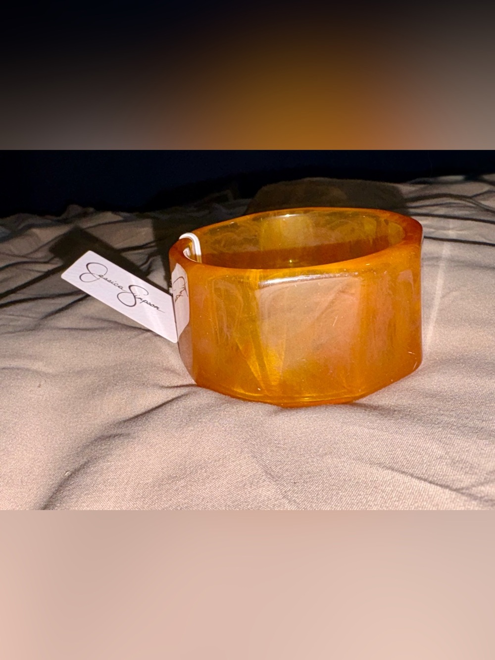 Jessica Simpson Amber Faceted Resin Geometric Bangle Bracelet NWT
